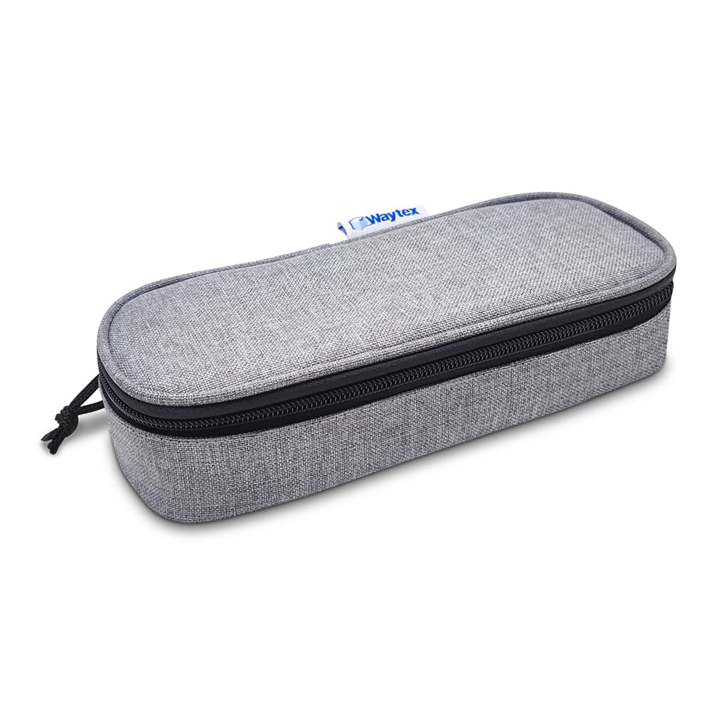 Waytex 931161 Large Capacity Semi Rigid Oval Zip Pencil Case for School, Office, Storage, Cosmetics - 23 x 9 x 6 cm - Grey, Grey, One Size, Semi Rigid Oval Pencil Case