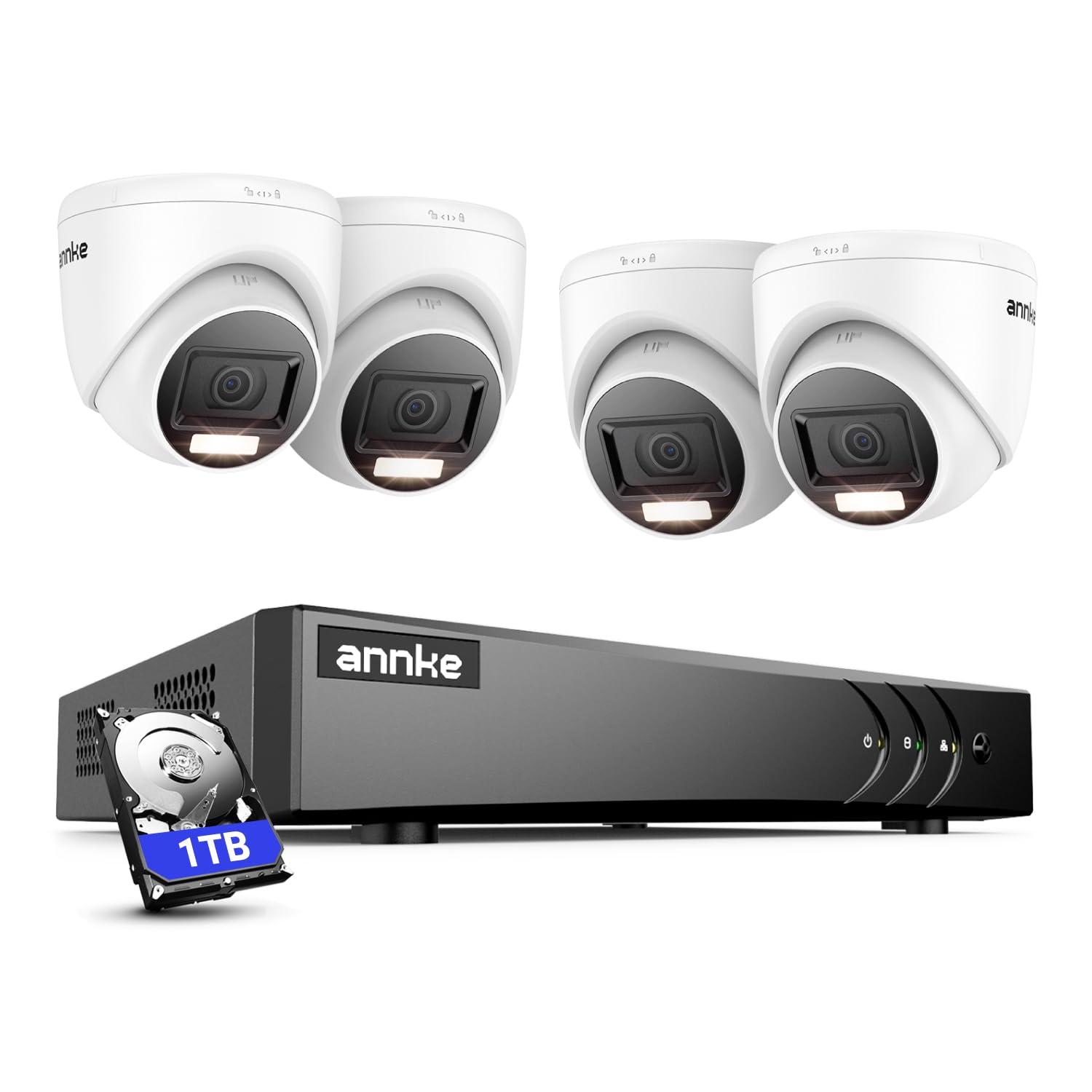 ANNKE CCTV Camera System 8CH 3K Lite eSSD DVR with Human & Vehicle Detection, 4x 1080p Security Outdoor Cameras, IR LED Night Vision, Compatible with Chrome, Safari, Firefox, and IE, 1TB eSSD