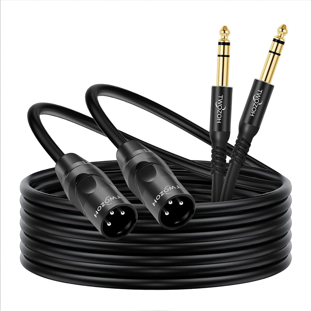 Twozoh XLR to 1/4 Inch Jack TRS Cable 2 Pack Balanced 6.35mm 2x XLR Male