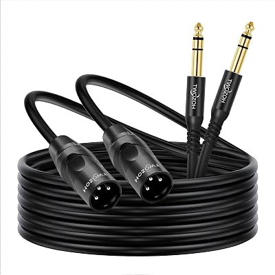 Twozoh XLR to 1/4 Inch Jack TRS Cable 2 Pack Balanced 6.35mm 2x XLR Male