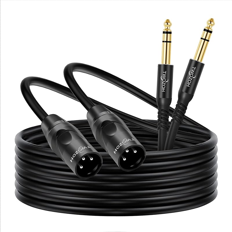 Twozoh XLR to 1/4 Inch Jack TRS Cable 2 Pack Balanced 6.35mm 2x XLR Male