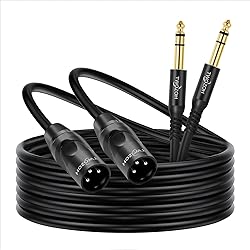 Twozoh XLR Male to 1/4 Inch Jack TRS Cable 30FT 2