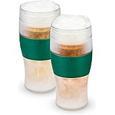 Host Freeze, Frozen Mugs, Freezable Pint Set, Beer Keep Your Drinks Cold, Double Walled Insulated Glasses, Tumbler for Iced Coffee, 16oz, Set of 2, Green