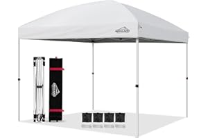 AIGOCANO Canopy Tent,Outdoor 10x10 pop up Canopy, Instant Tents for Parties with Roller Bag,4 Sand Bags,Portable Easy Up Canopies (White)