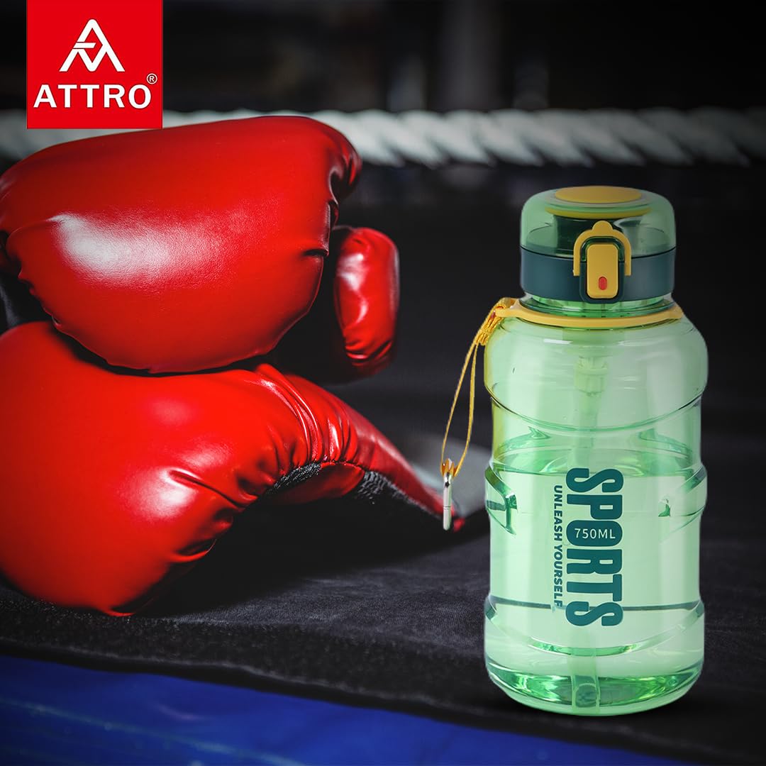 Attro Pro Sip 750ml Bottle Stylish & Functional Comes with flip top lid & Straw Easy to Carry with Hand Strap, BPA Free, Leakproof Perfect for Gym Workout,Sports,School & Outdoor- Forest Green 4