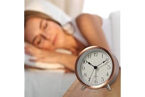 AUAFANZY Modern Simply Analog Mantel Clock with Night Light, 4 inch Battery Operated Clear Large Numbers Super Silent Clock for Living Room, Bedroom, Bedside, Desk，Battery Operated