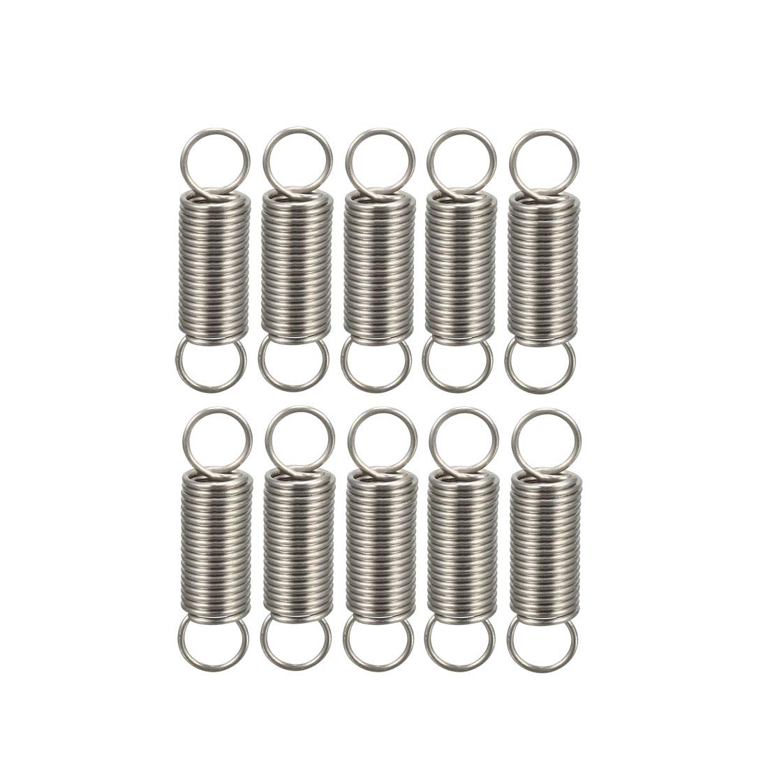 sourcing map Extended Tension Spring Wire Diameter 0.016", OD 0.16", Free Length 0.59" Stainless Steel Small Dual Hook Tension Spring for Machinery Construction Industrial 10pcs