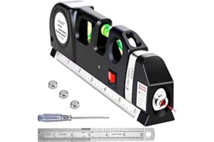 PIAMIF Multipurpose Laser Level Kit Standard Cross Line Laser 8 feet Measure Tape Ruler Tool Adjusted Metric Rulers for Construction Picture Hanging Wall Floor Writing Painting
