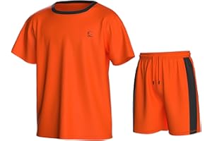 Essenclo Boys Athletic Shorts and Performance T-Shirt Crew Neck Boy Clothes Set, Summer Kids Outfit Size 3-16 (2 Pcs Set)