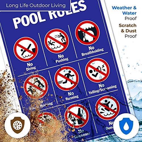 Pool Rules Sign, No Diving No Pushing No Running No Peeing In Pool on