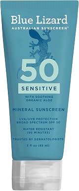 Blue Lizard Sensitive Mineral Sunscreen SPF 50+ 3 oz Tube Water Resistant