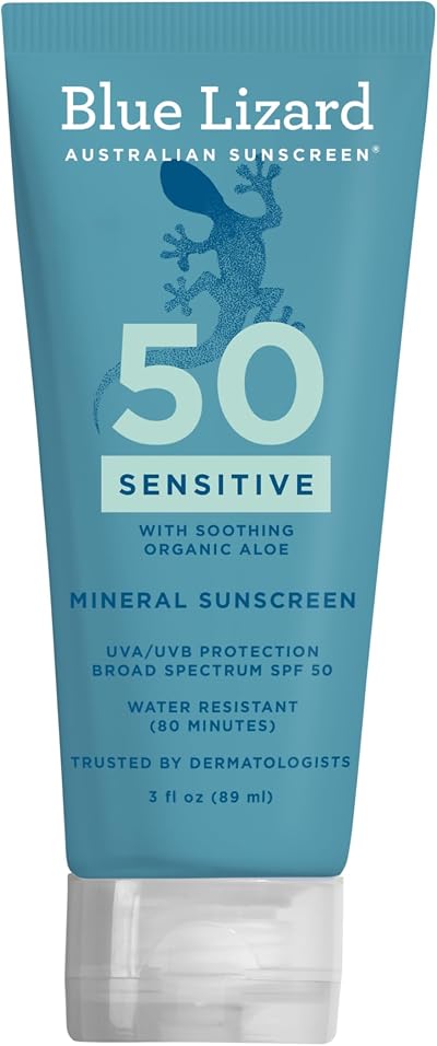 Blue Lizard Sensitive Mineral Sunscreen SPF 50+ 3 oz Tube Water Resistant