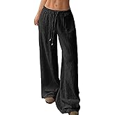 SHENHE Women's Wide Leg Palazzo Pants Drawstring Waist Wide Leg Vacation Travel Flowy Trousers