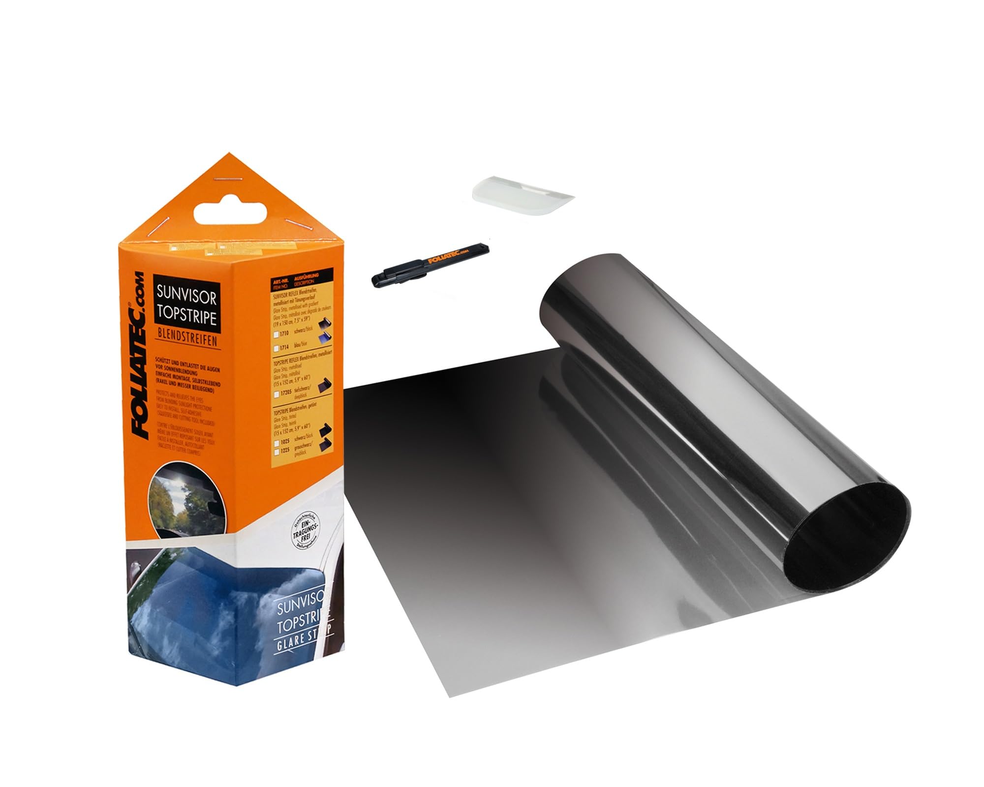 FOLIATEC FT1710 Sunvisor GlareStrip, 19 x 150 cm, Black