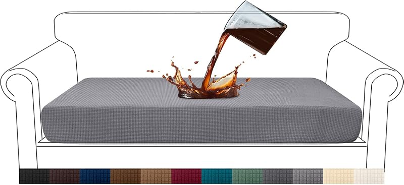Granbest Premium Water-Repellent Sofa Seat Cushion Cover 2 Seater Light Grey
