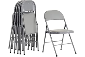 Imseigo 6 Pack Grey Folding Chairs with Padded Seats, Portable Stackable Foldable Chairs for Indoor and Outdoor, Commercial Seat with Metal Frame for Events Office Wedding Party, 330lbs Capacity