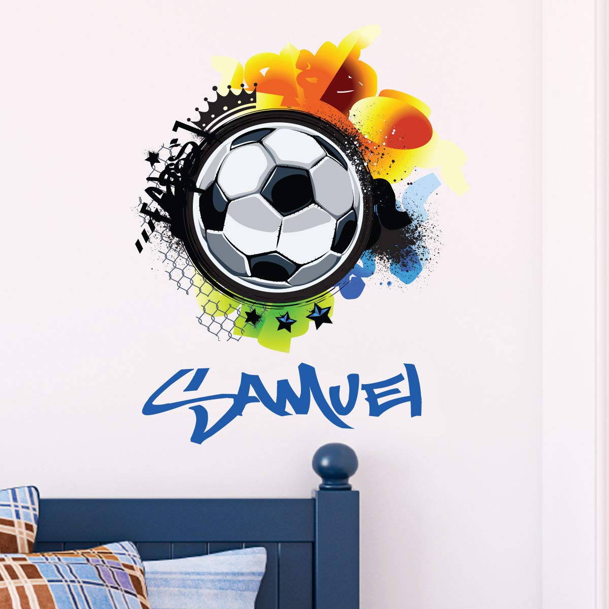 Personalised Name Stickers | Personalised Name Sticker - Wall Decoration for Children's Bedroom | 2 Sheets of 30 x 30 cm and 50 x 30 cm - Multi-Coloured