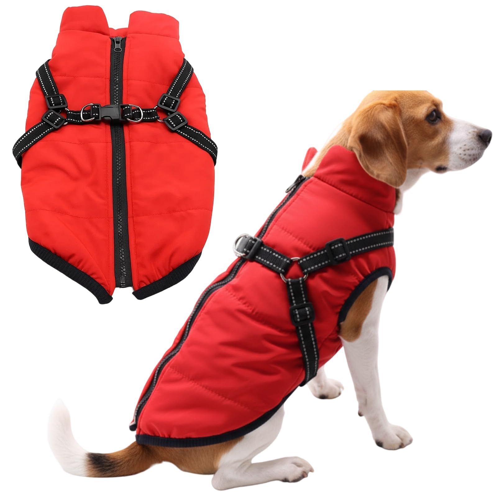 Photo 1 of 1 PCS (Suitable for 8 to 10 pounds) 3 in 1 Winter Jacket for Dogs, Cozy and Warm Dog Coat, Water-Resistant Outer Layer, Adjustable Straps for Secure Fit, Ideal for Cold Weather, Small to Large Sizes