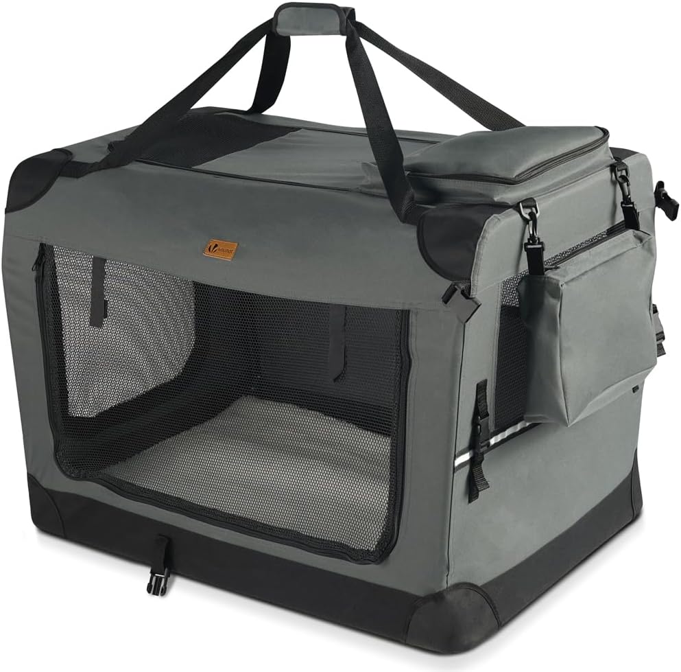 VOUNOT Dog Carrier XL Foldable Pet Travel Transport Bag Grey