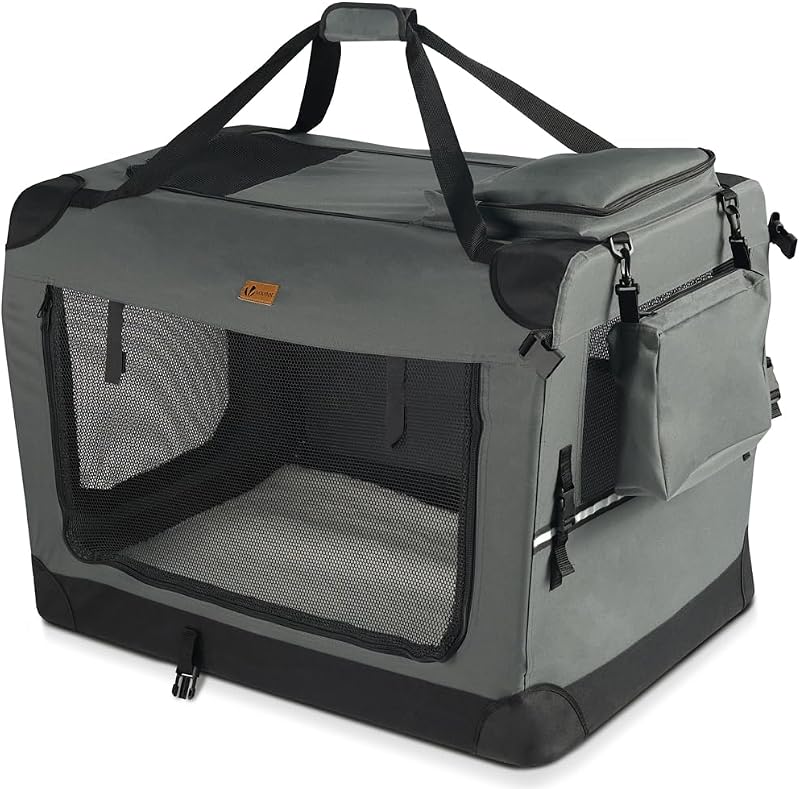 VOUNOT Dog Carrier XL Foldable Pet Travel Transport Bag Grey