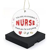 Good Nurse are Like Star Christmas Ornament 2025 Round Christmas Tree Ornaments Keepsake Gifts for Nurse Home Decor Flat Circle Ceramic Ornament 3inch with a Gift Box