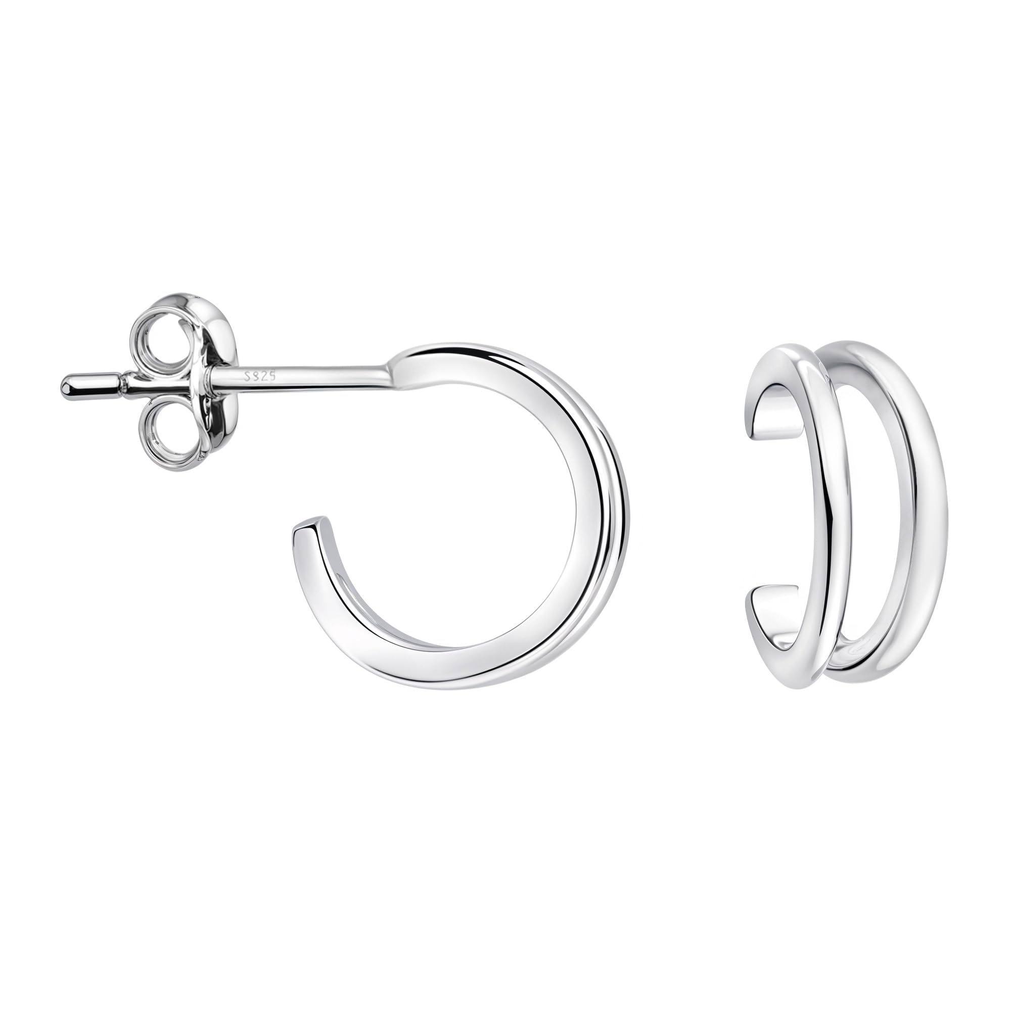 SOFIA MILANI - Women's Earrings 925 Silver - Circle Hoop Stud Creoles - 20860