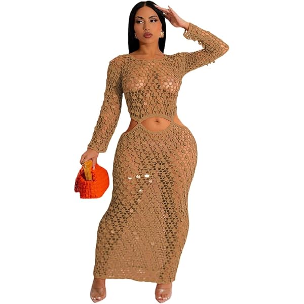 white christmas dresses Emerald Glow Sequin Crochet Maxi Cover-Up - Hunter G main image 0