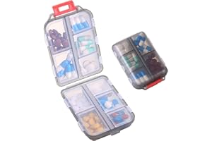 10-Slot Travel Pill Organizer - Slim & Portable Wallet-Friendly, 1-Piece Set | Portable Medicine Storage Box for Travel/Busin