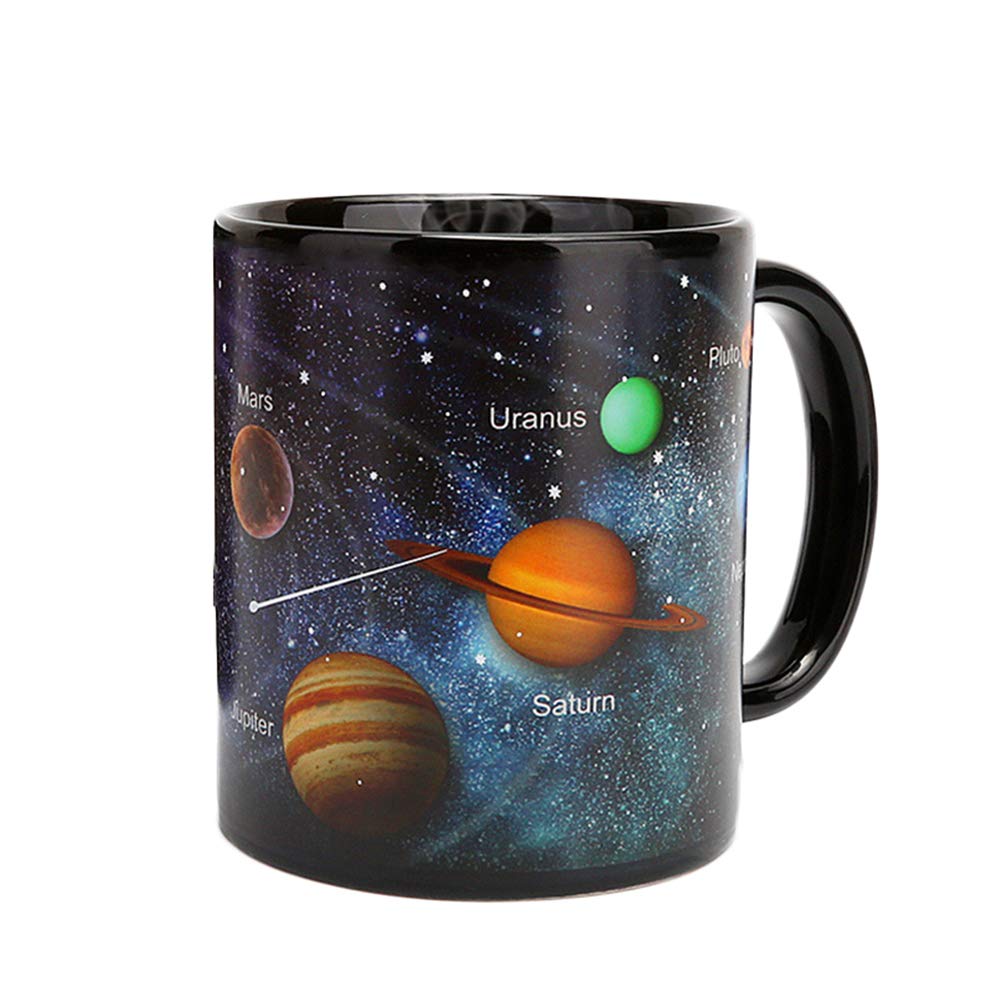 HEMOTON Ceramic Coffee Mug Heat Changing Solar System Colour Changing Mug Magical Coffee Mug Tea Cup Funny Mugs for Men, Friends and Lover 330ml