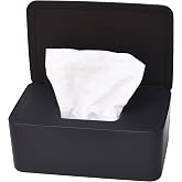 Diaper Wipes Dispenser, Tissue Storage Box Case (Black) | Wet Wipe Dispenser Holder with Lid for Home, Office, Cars