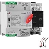 Mini ATS Automatic/Manual Transfer Switch 2P 125A AC220V, 2POLE 125amps ATS Dual Power Transfer Switch for Home Generator, Din Rail Mounted 220V Manual Transfer Switches Fast Transfer