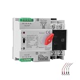 Mini ATS Automatic/Manual Transfer Switch 2P 125A AC220V, 2POLE 125amps ATS Dual Power Transfer Switch for Home Generator, Din Rail Mounted 220V Manual Transfer Switches Fast Transfer