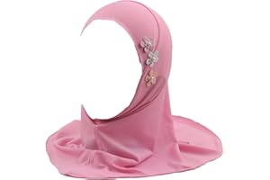 Modest Beauty Girls Muslim Hijab Arab Scarf Islamic Headscarf for Kids with 3 Flowers