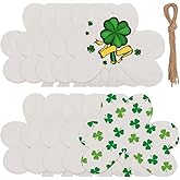 SOFPLATE 10Pcs 6.8 x 5.9 Inch Wooden 4 Leaf Clover St. Patrick's Day Wooden Cutouts Irlish Shamrock Unfinished Wood Discs Blank Embellishment for DIY Arts Crafts Home Party Favors Decorations