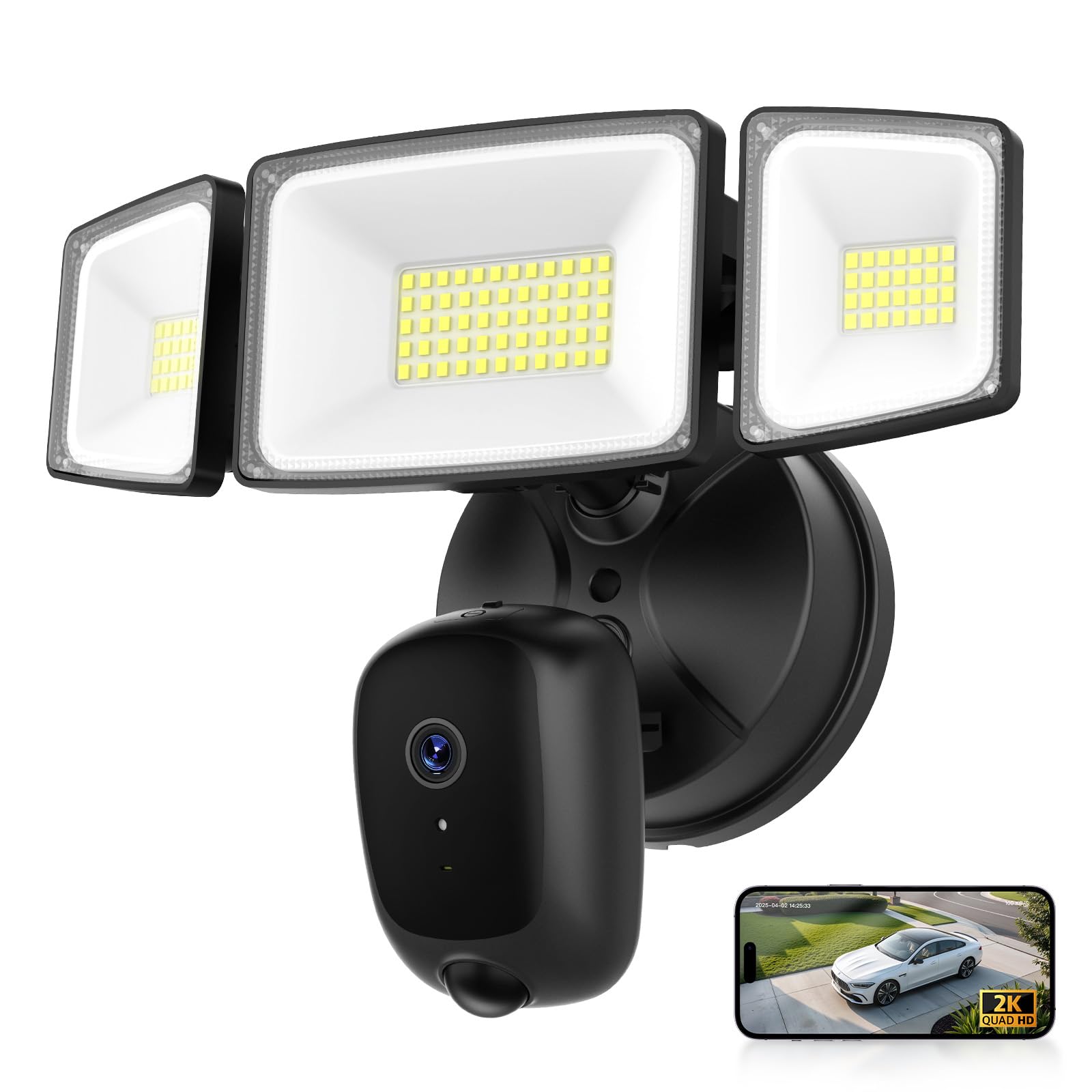 Photo 1 of Onforu Floodlight Camera Outdoor, 5500-Lumen 2K HD Smart Security Flood Light Surveillance Cam Wired, Custom Motion Detection Zones & Light Alerts, Color Night Vision, 2-Way Audio, 24/7 Record