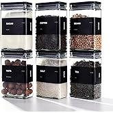 APT 1101 26 oz Glass Storage Jars with Bamboo Lid, set of 6, glass canisters with airtight lids, Clear jars with lids for Cookie, Candy, Tea, Coffee Bean and Rice, Black