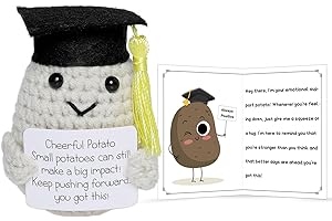 MSEHKM Handmade 2024 Graduation Gift Emotional Support Potato with Card Cute Crochet Decorations Class of 2024 Grad Present Thoughtful Gift for College Graduates (Positive Potato)