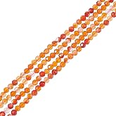 NBEADS About 260 Pcs 3mm Micro Faceted Gemstone Beads, Natural Carnelian Beads Natural Stone Beads Curtain Beads Loose Beads for Necklace Bracelet Jewelry Making, Hole: 0.8mm