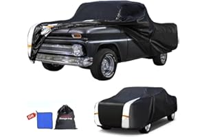 COTRYVOX C10 Truck Cover Custom Fit 1960-2002 Standard/Extended/Crew Cab SB (6.5'-6.6') with Door Zipper, 12 Layers Outdoor Pickup Truck Cover Waterproof All Weather, for Wind Dust Rain UV Protector.