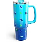 YOME 40 oz Sea Turtle Tumbler with Handle and Flip Straw for Women | Stainless Steel Insulated Water Bottle | Keeps Drinks Cold | Dishwasher Safe | Cupholder Friendly | Gift Gym Travel Yoga
