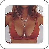 Andelaisi Boho Layered Crystal Y Lariat Necklace Silver Rhinestone Y Necklace Vintage Cz Y Drop Necklace Chain Long Crystal Pendant Necklace Jewelry for Women