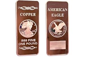 GEMTONE 1 LB .999 Pure American Metal Walking Liberty Eagle BAR Copper Pound Paperweight Pure Element CU Chemistry