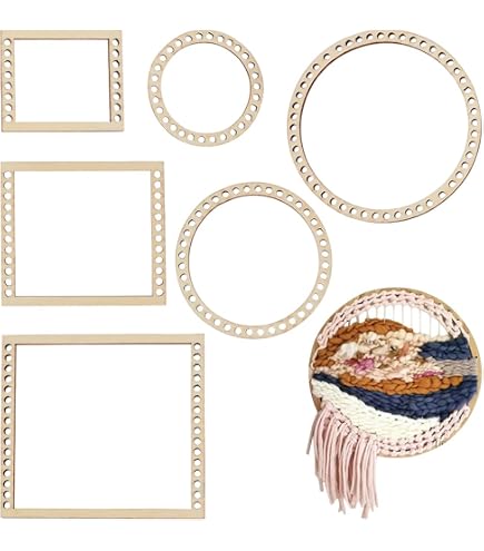 BENECREAT Kit de Métier à Tisser en Bois de Peuplier de 6 taille Métier à Tisser Rond pour Tapisserie Décoration Suspendue Tapisserie Tissée Fabrication D'Artisanat Tricoté Épaisseur de 4.5mm