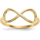 Jewelry Stores Network 10k Yellow Gold Infinity Ring, Size 7, 1 mm Band | Size 7 ring, polished solid design, 1 mm band width, 23 x 7 mm infinity top