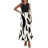 PRETTYGARDEN Womens Spring 2025 Graphic Print A Line Pleated Work Midi Dresses for Women Casual Plisse Long Dress