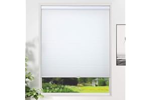 Cellular Shades Cordless Light Filtering Blinds Honeycomb Window Shades for Bedroom, Blinds for Window and Door, Home and Office, White, 34" W x 64" H SUNFREE