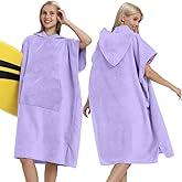 Surf Poncho Changing Robe with Hood Pocket, Absorbent Quick Dry Microfiber Wetsuit Swim Cover Up for Men Women Towel Poncho Hoodie