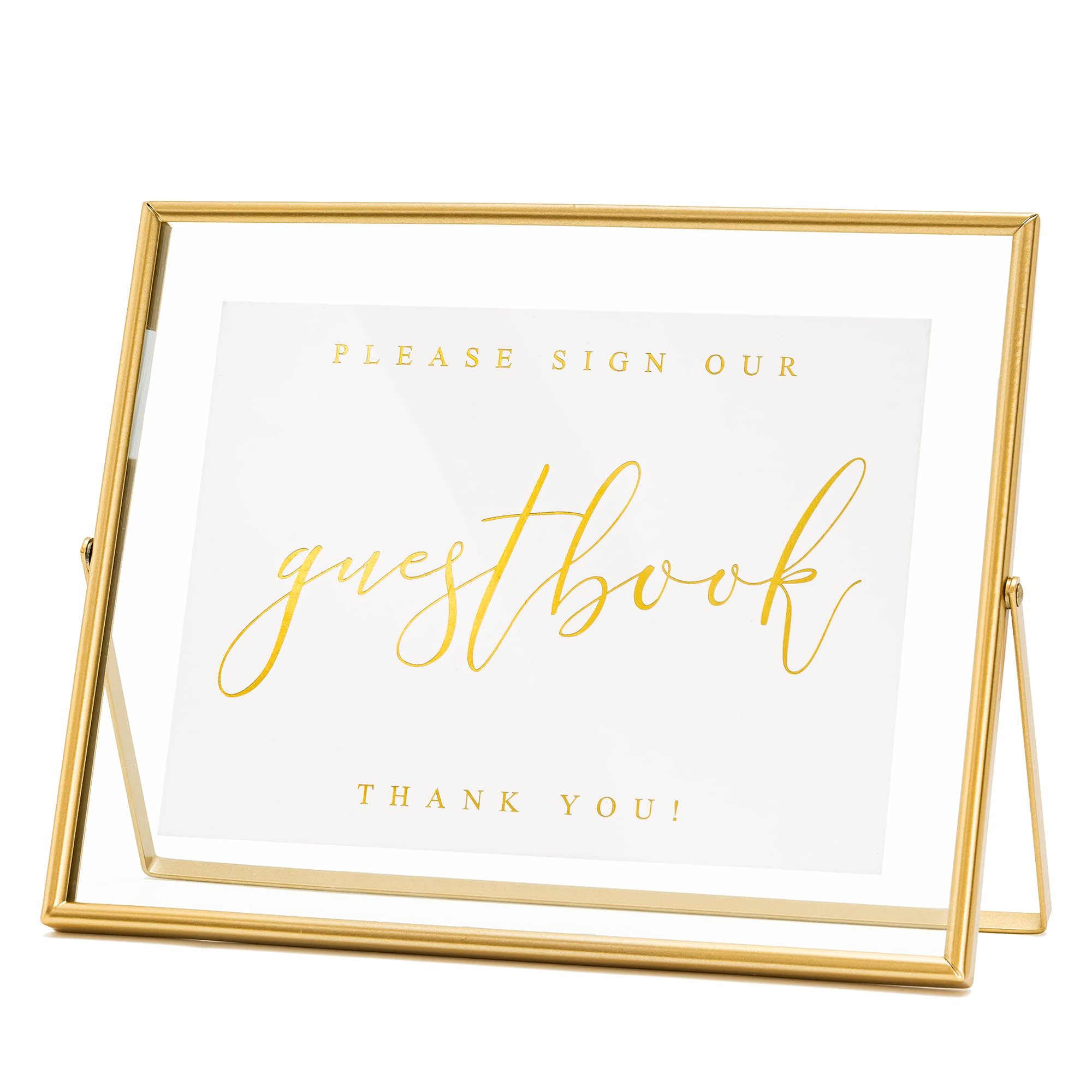 Photo 1 of Calculs Please Sign Our Guest Book Gold Floating Picture Frame Wedding Signs Photo Guest Book Table Place Card Holders Plaques 10”x8” Horizontal