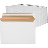 QTLCOHD 100Pcs 9 x 12 Inch Rigid Mailers Stay Flat Photo Document Mailer Self Seal Cardboard Envelops Mailers White Paper Mailer for CD, Photo, Picture, Letter