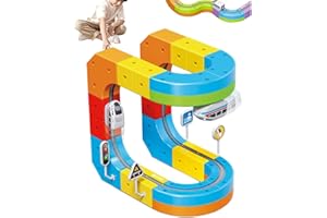 Electric Train Set, 88PCS Flexible Race Track Toy with Motorized Car, 3D Gravity-Defying Tracks, Educational Gift for (Orange